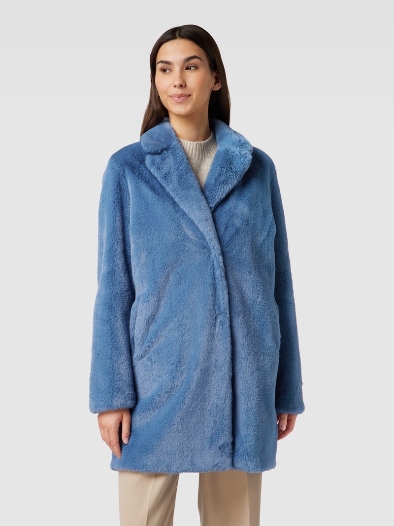 Mantel aus Teddyfell in rauchblau