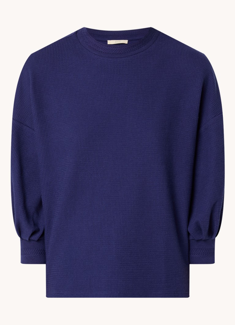 Top Sessùn Tamarillo in maglia fine, misto cotone biologico, maniche a palloncino