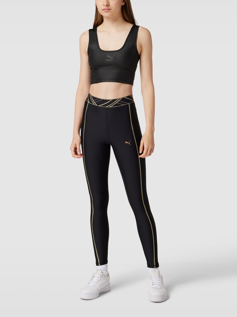 Crop Top mit Logo-Print Modell 'Shiny' in schwarz