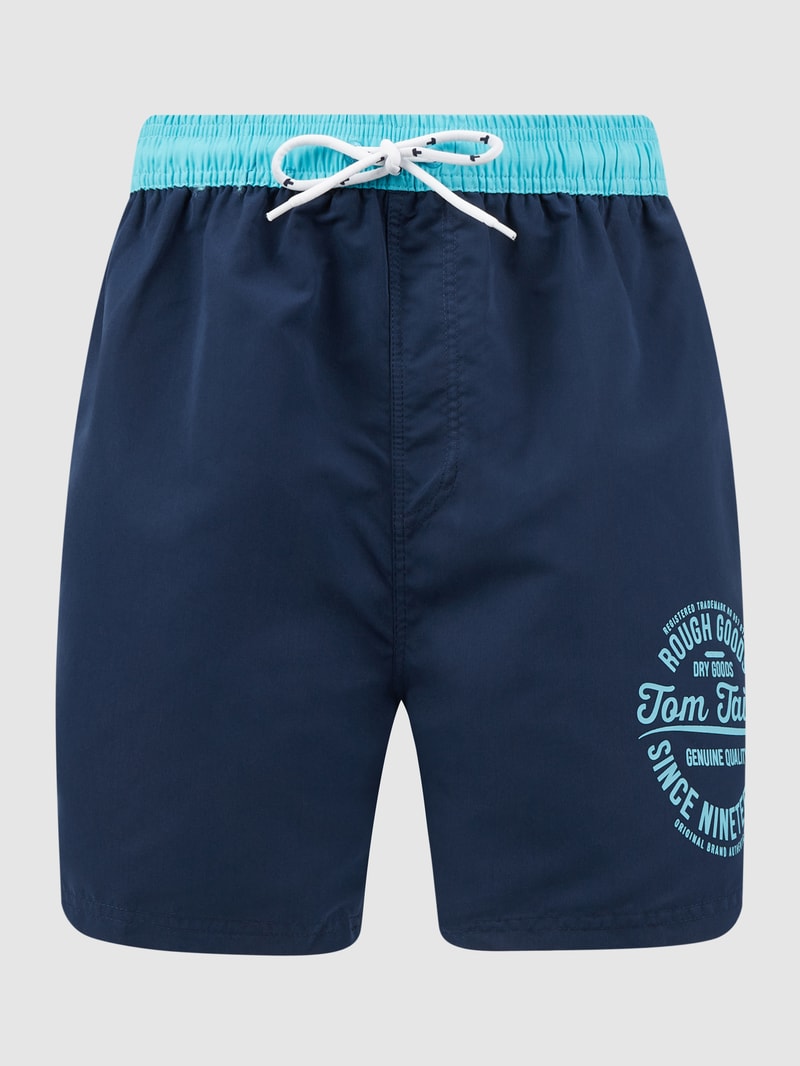 Badehose mit Label-Print in marineblau