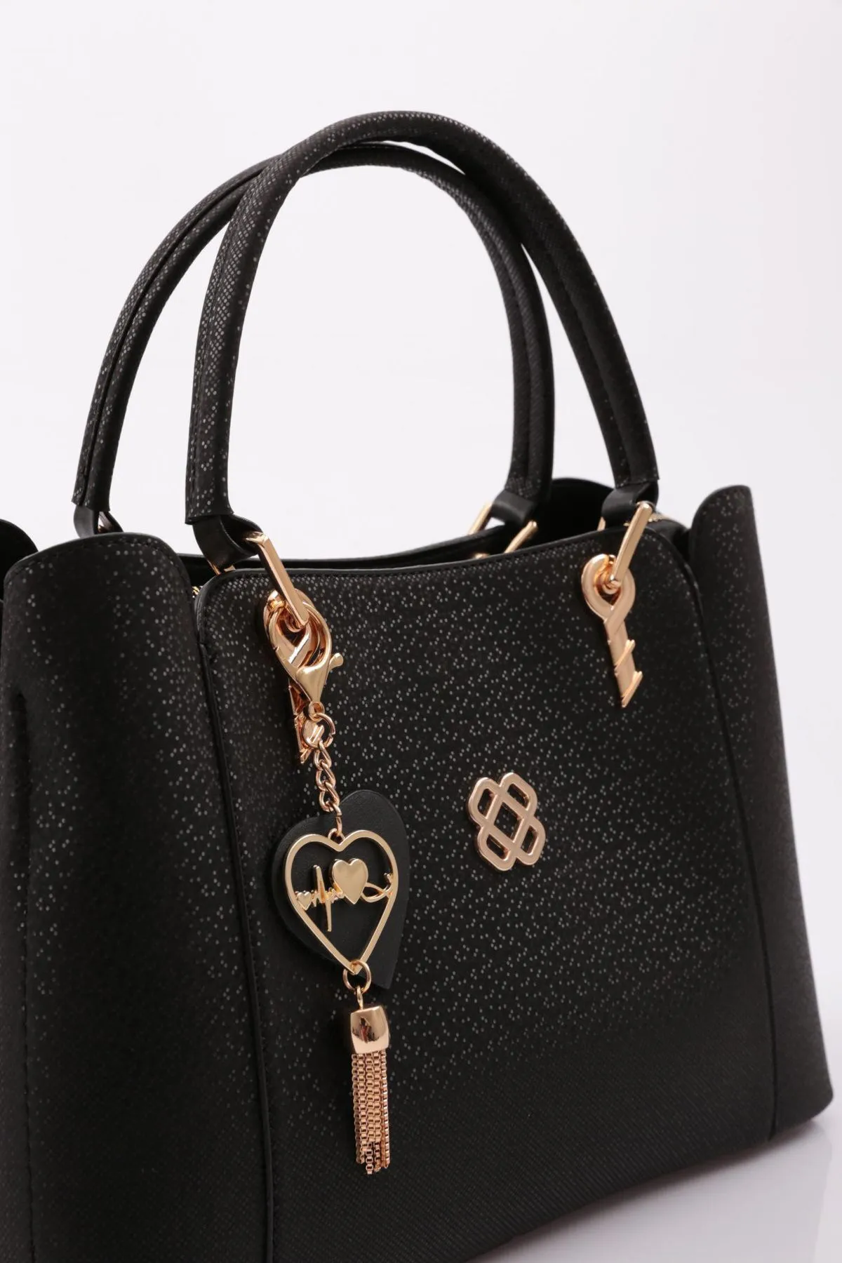 DGN  Schulter- und Handtasche für Damen Modell 3267 mit Mosaik-Motiv, Schwarz