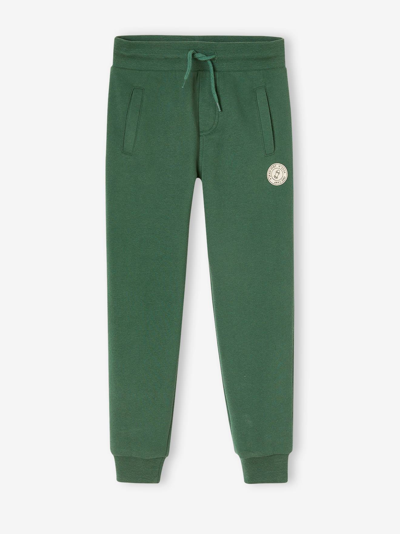 Pantalon jogging Basics garçon en molleton gris moyen chiné