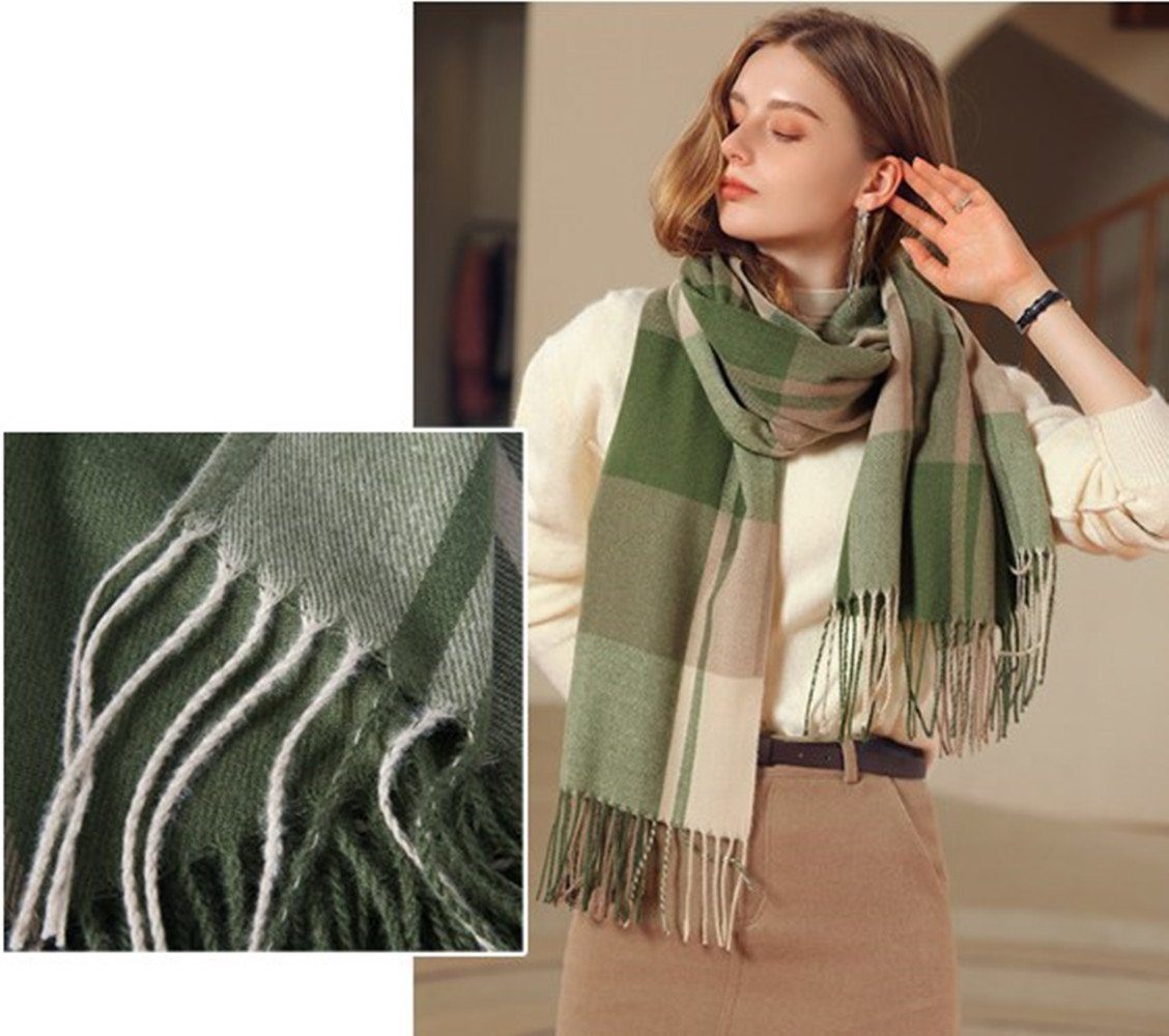 XDeer Wollschal Damen Schal,kuschelweich Karo,Winter Schal Poncho Qualität mit Fransen, Damen Halstuch Geschenk für Frauen in verschiedenen Farben
