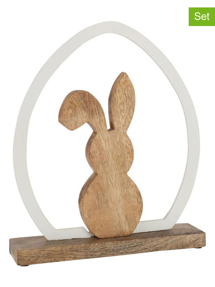 J Line 2er-Set: Dekoaufsteller in Hellbraun/ Weiß - (B)27 x (H)32,5 cm günstig kaufen onesize
