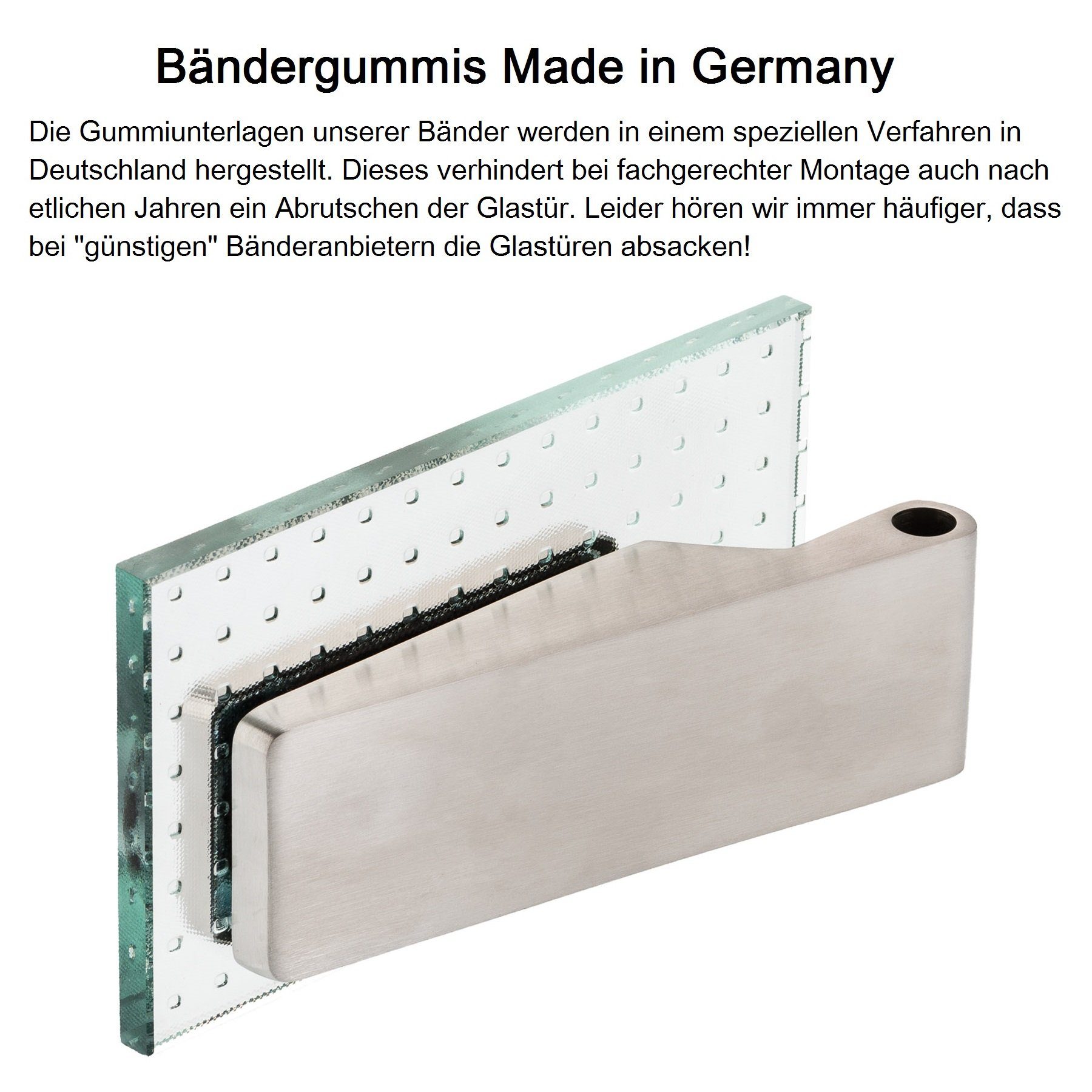 Türbeschläge24 Drückergarnitur Classic Glastürbeschlag Q UV (unverschließbar) V2A Edelstahl matt inkl. Studiobänder, Glastürschloss, Viele Griffe zur Auswahl!
