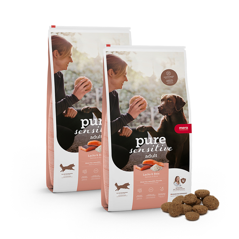 MERA Hundetrockenfutter MERA pure sensitive Adult Lachs & Reis 2x12,5 kg
