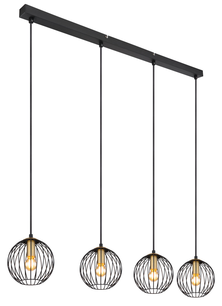 Globo Lighting - EUSEBIUS - Hängeleuchte Metall schwarz, 4x E14