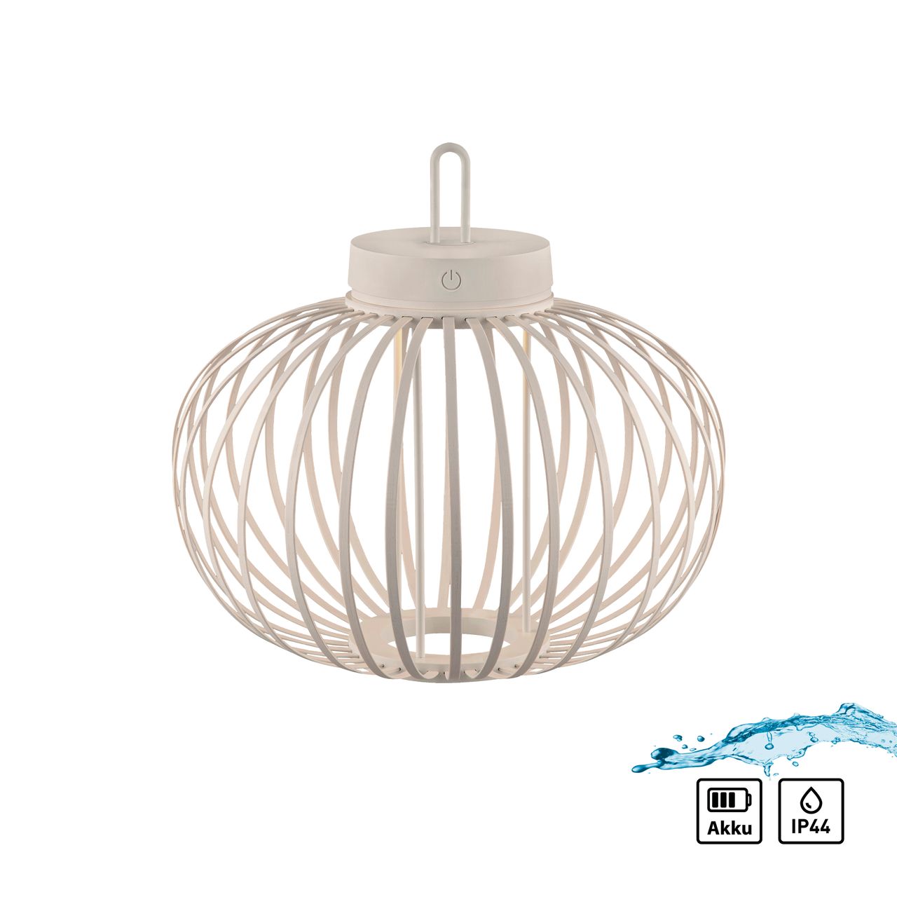 JUST LIGHT Akku Pendelleuchte AKUBA, 1x LED-Board/1,50Watt/2700Kelvin, IP44, Greige
