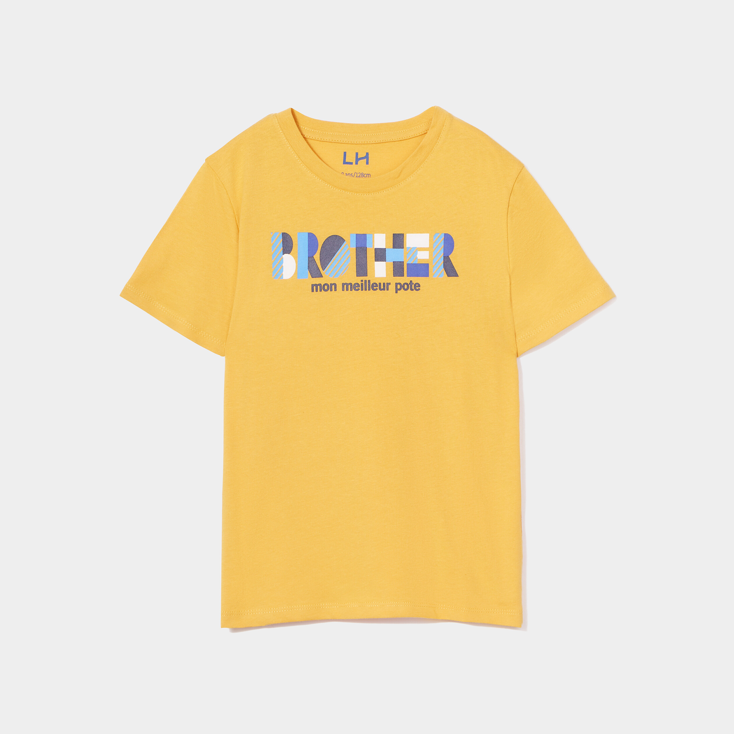 T-shirt col rond manches courtes coton jaune garçon | La Halle