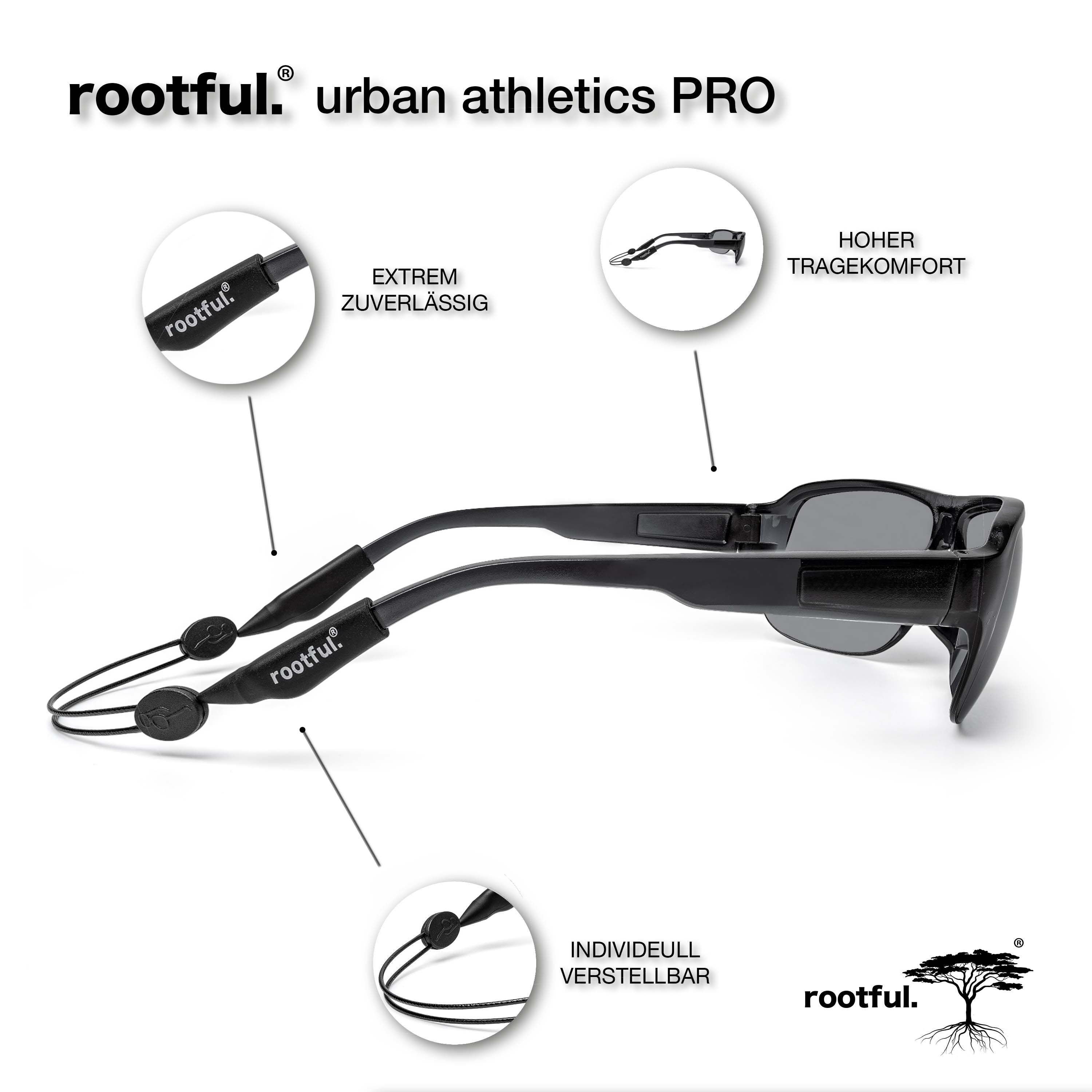 rootful. Brillenband rootful.® Sportbrillenband ULTRA, Leistungsfähig Brillenband
