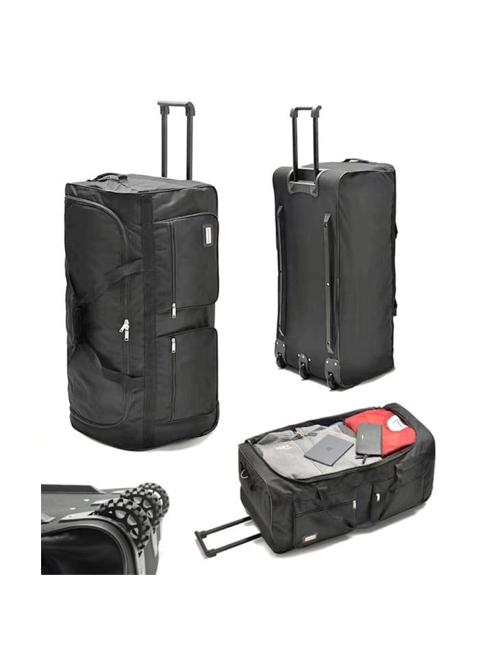 Cheffinger Gepäcktasche 3 Rollen Handgepäck Reisetasche Reisegepäck in Schwarz günstig kaufen