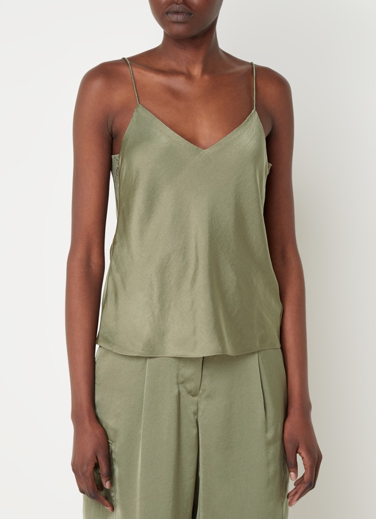 ba&sh Clarisse satin spaghetti top with lace insert