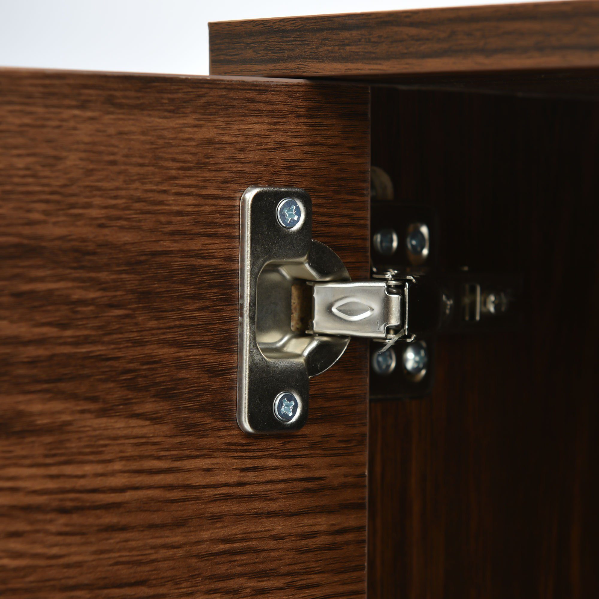 Merax Lowboard mit Fischgrätenmuster Dekor und Eisenfüße, TV-Schrank mit magnetischen Türen, Fernsehtisch, B/H/T: 160/48/38cm