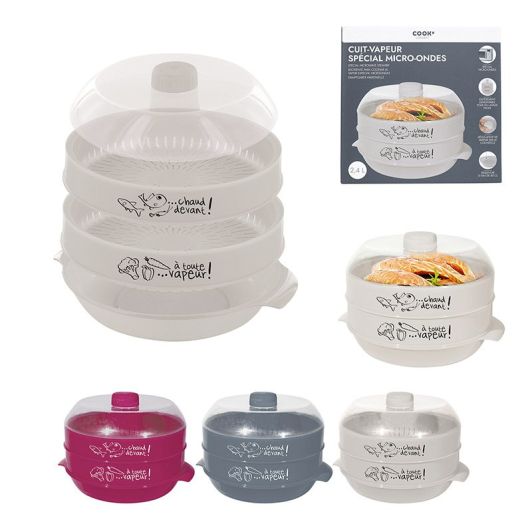 Aparat de gătit cu abur dublu pentru cuptorul cu microunde