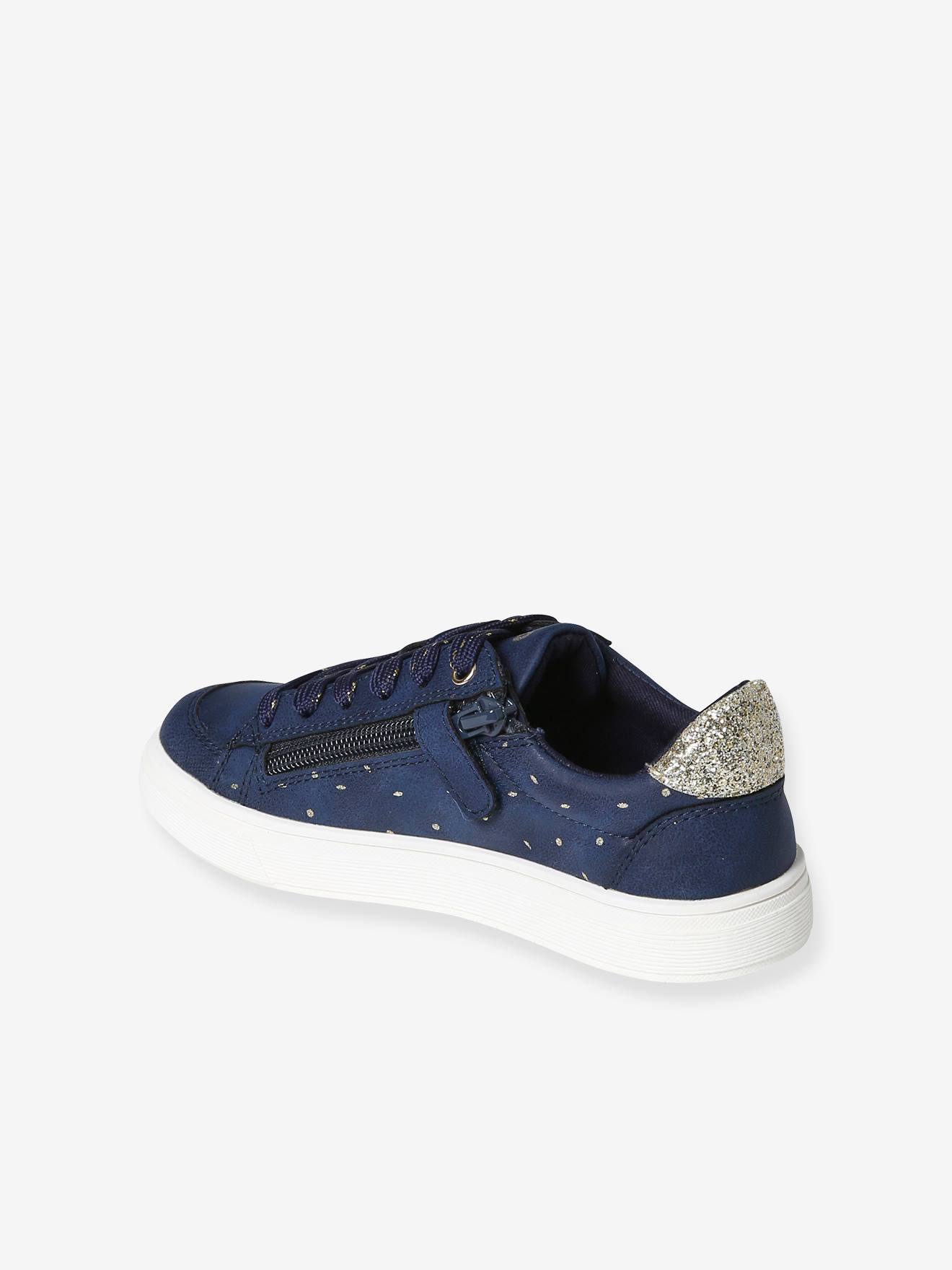 Baskets imprimées fille lacées et zippées bleu imprimé