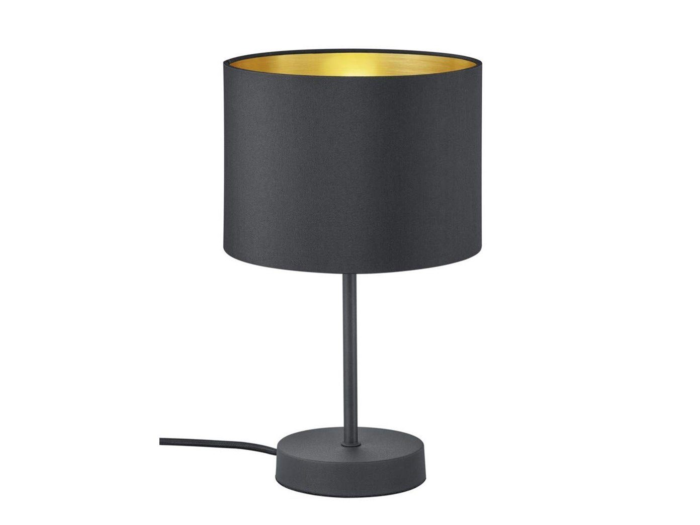 meineWunschleuchte LED Tischleuchte, Dimmfunktion, LED wechselbar, Warmweiß, dimmbar für Fensterbank, Design-er Stoff Lampen-schirm Schwarz Gold