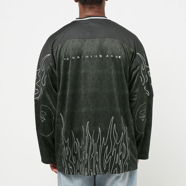 A Bathing Ape Flame Football Jersey M black