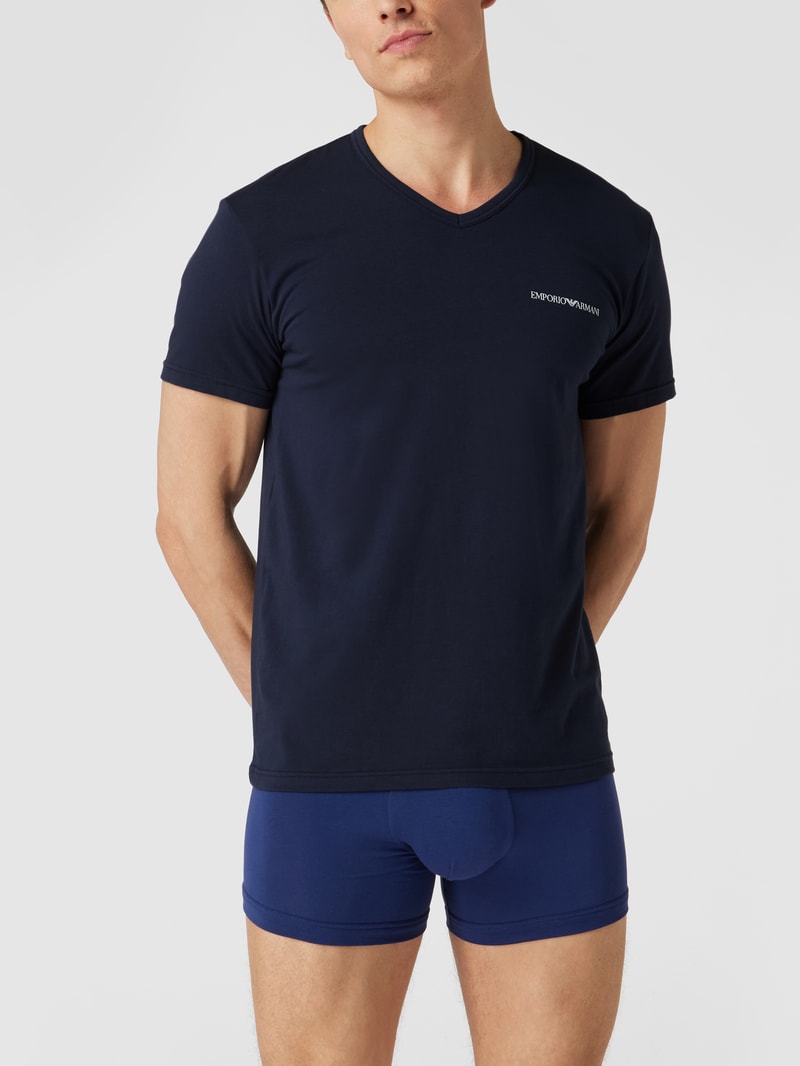 T-Shirt mit Label-Print im 2er-Pack in dunkelblau
