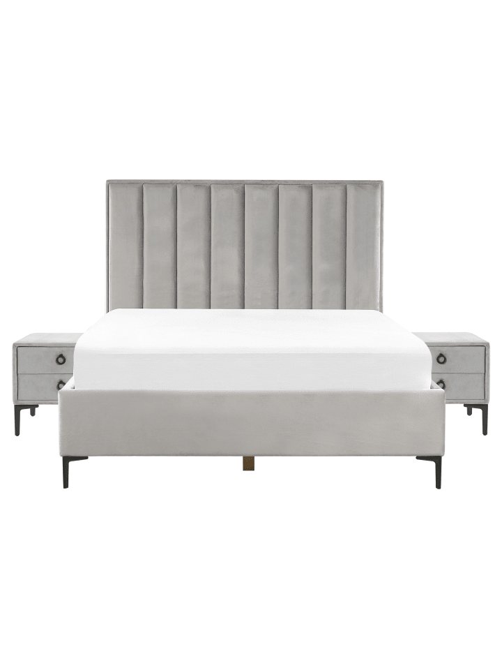 Beliani Schlafzimmer Set SEZANNE in Grau/Schwarz - (W) 170 x (H) 142  x (L) 215  cm günstig kaufen onesize