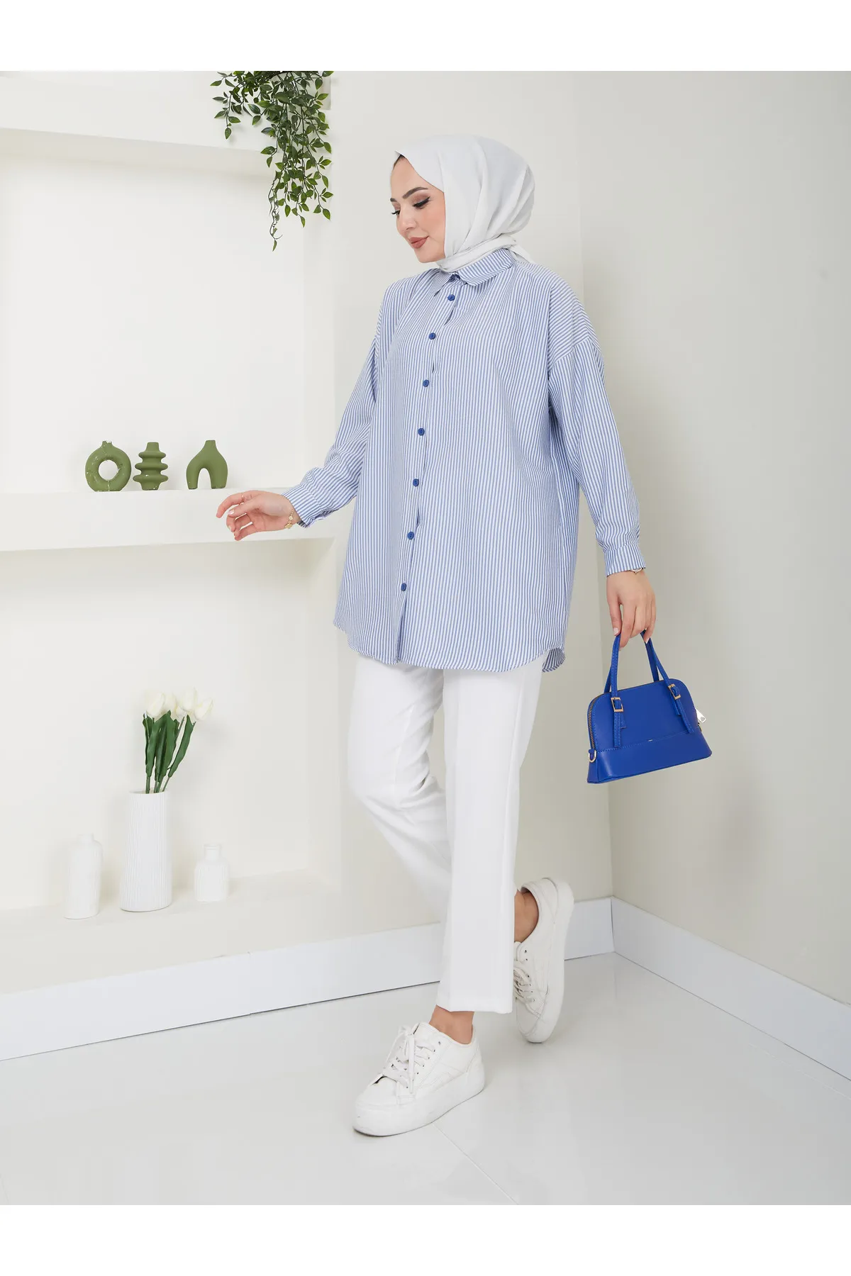 VOLT CLOTHİNG  Gestreiftes Hijab-Shirt für Damen