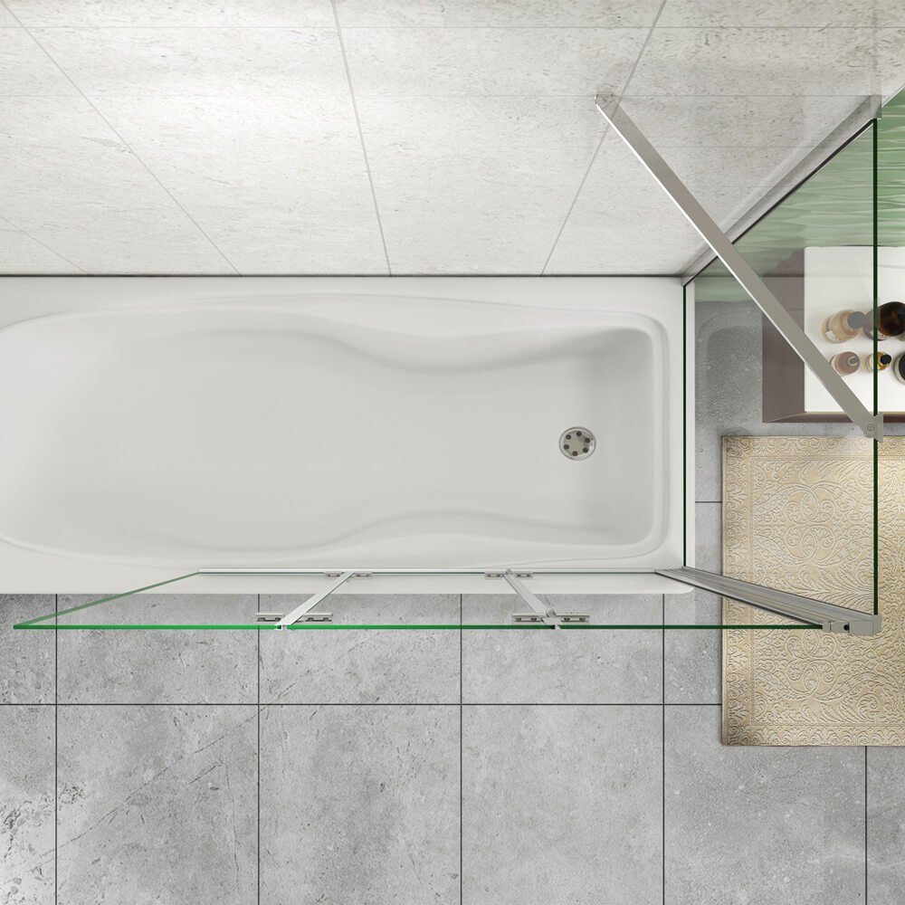 duschspa Badewannenaufsatz Faltwand mit Seitenwand Badewannenaufsatz Duschtrennwand auf Badewanne, Einscheibensicherheitsglas, Sicherheitsglas, (Set), Glas, Breite 130cm