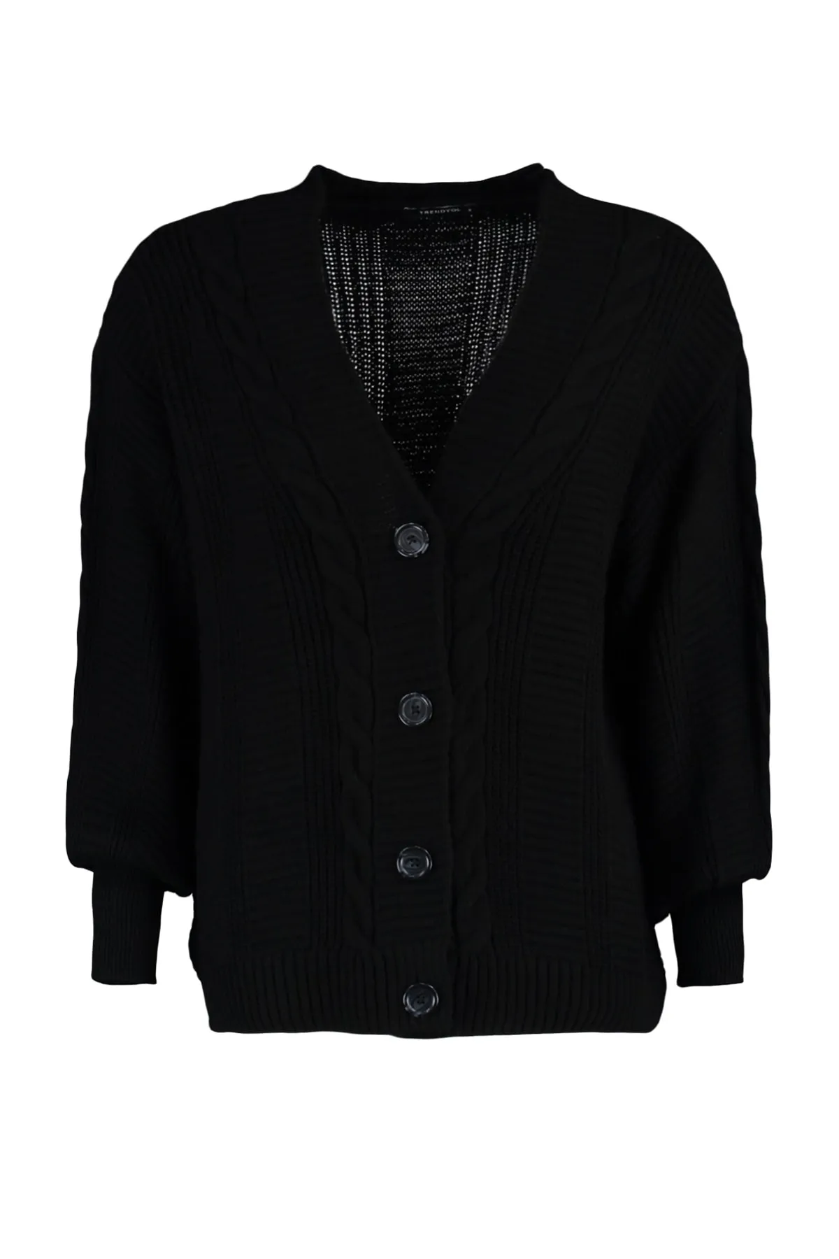 Trendyol Collection  Schwarzer Strick-Cardigan mit weiter Passform TWOAW22HI0176