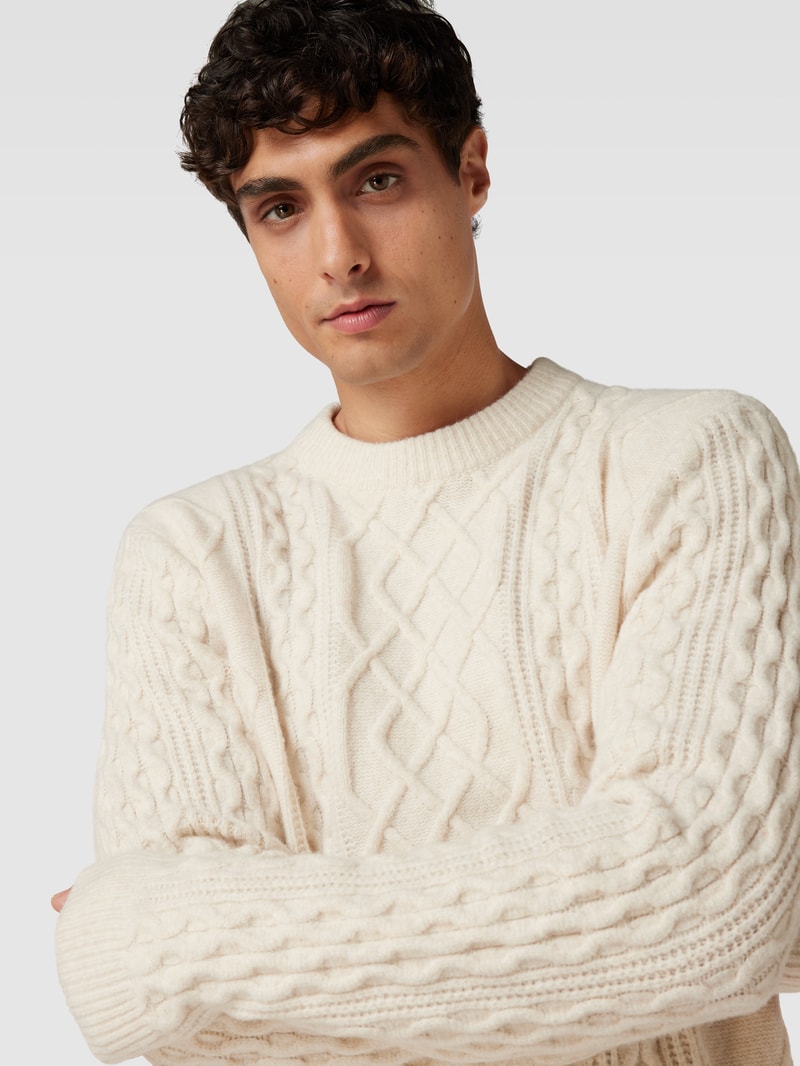 Strickpullover mit Strukturmuster in offwhite meliert