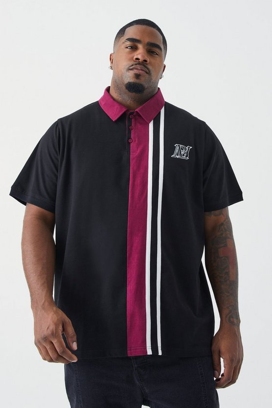 Plus Colour Block Striped Polo