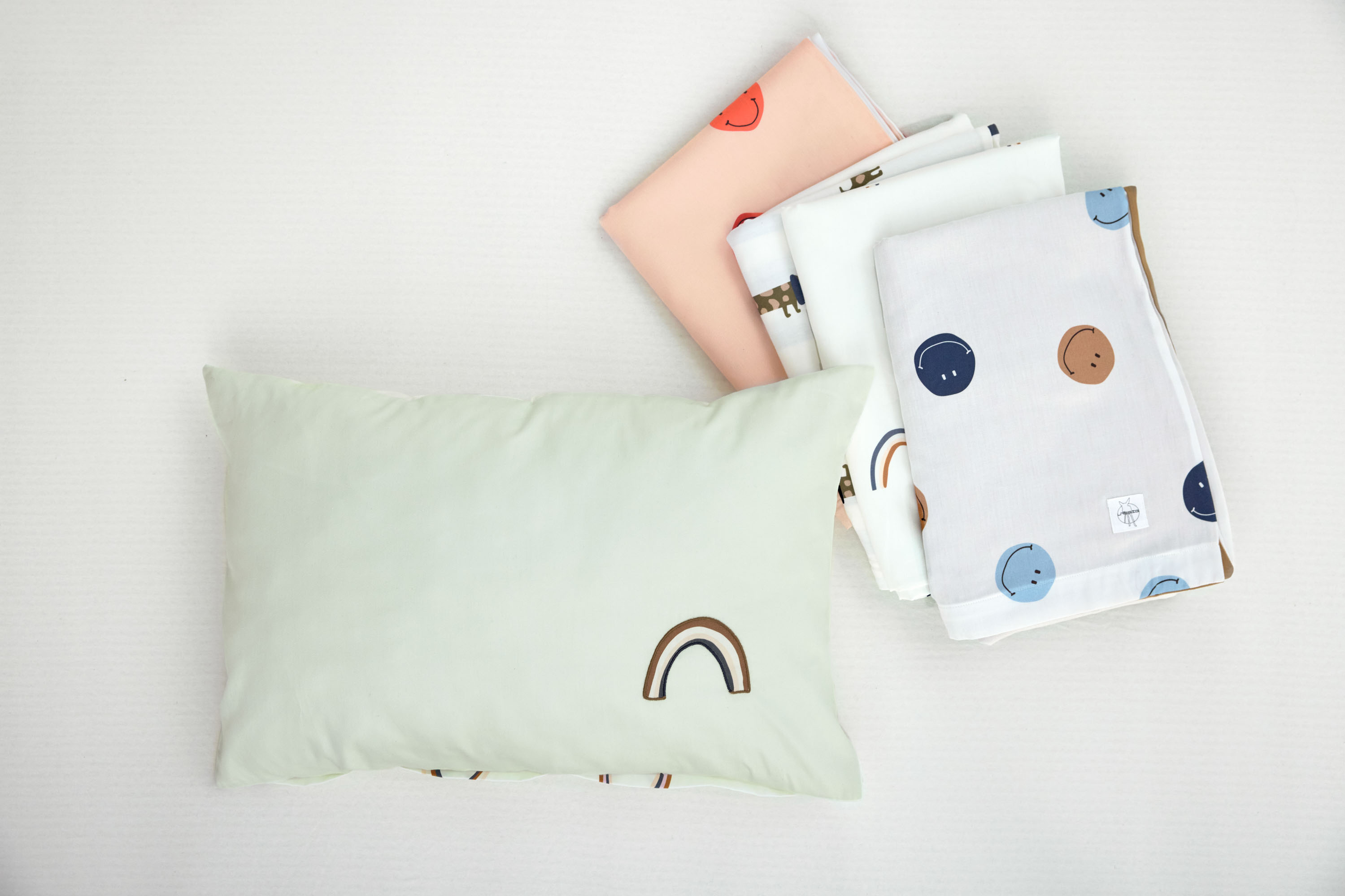 Bettwäsche Set Kinder - Bio Baumwolle, Regenbogen, Grün Milky