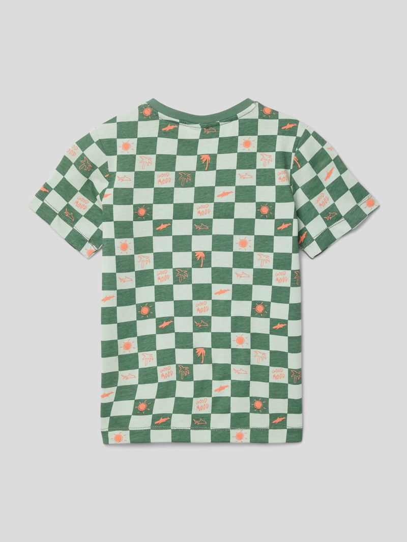 T-Shirt mit Karomuster in schilf