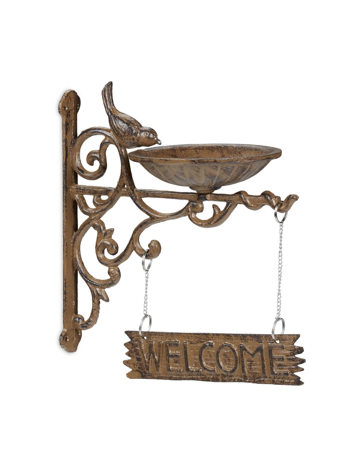 relaxdays Vogeltränke Welcome in Braun günstig kaufen onesize