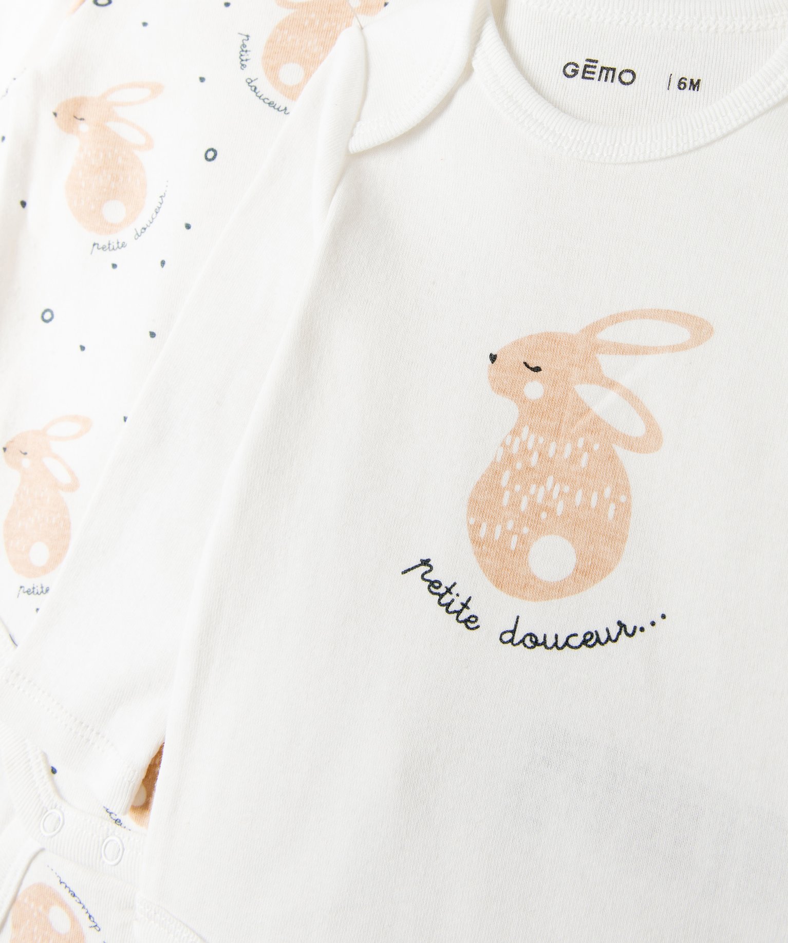 Body bébé en coton biologique à manches longues et col US... beige | GEMO