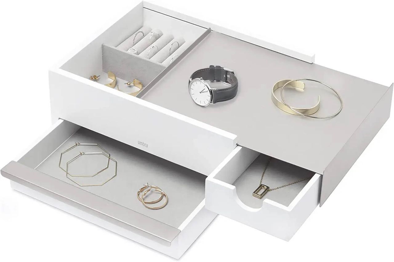 trends4cents Umbra STOWIT Schmuckkasten 290245-670 in White/Nickel Design Schmuckbox Etui Aufbewahrung