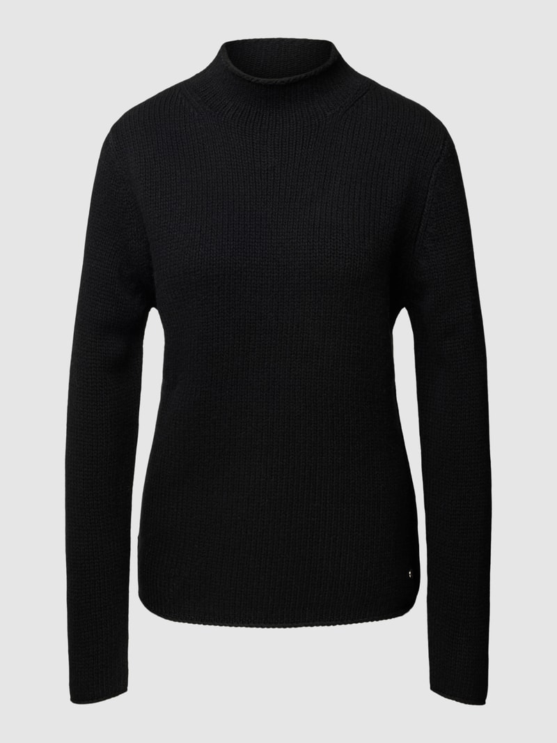 Strickpullover mit Stehkragen Modell 'Basic' in schwarz