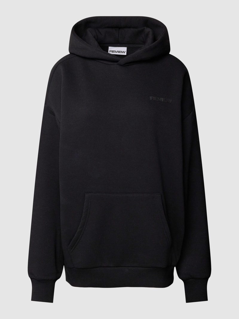 Hoodie mit Label-Print in schwarz