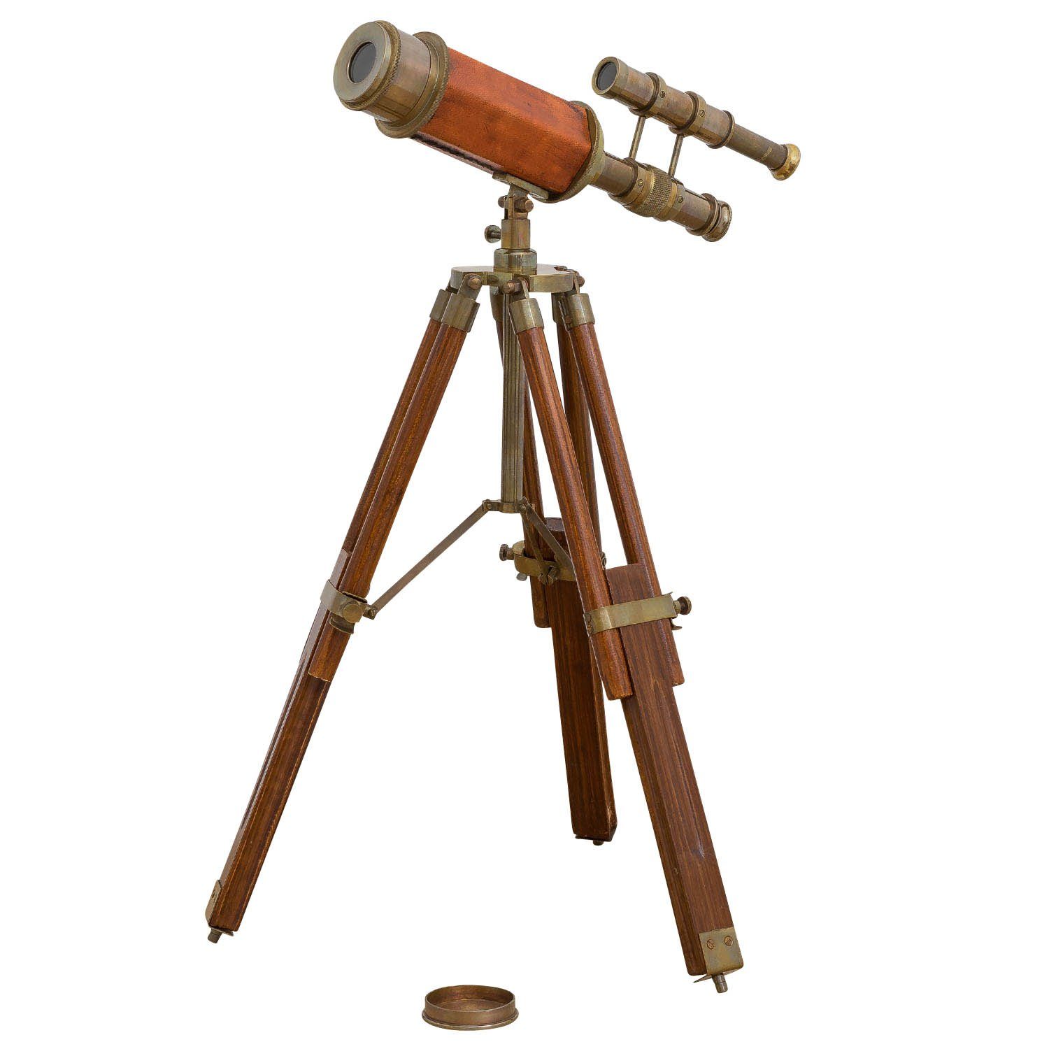 Aubaho Teleskop Doppel-Teleskop mit Holz-Stativ Fernrohr Fernglas Messing Antik-Stil