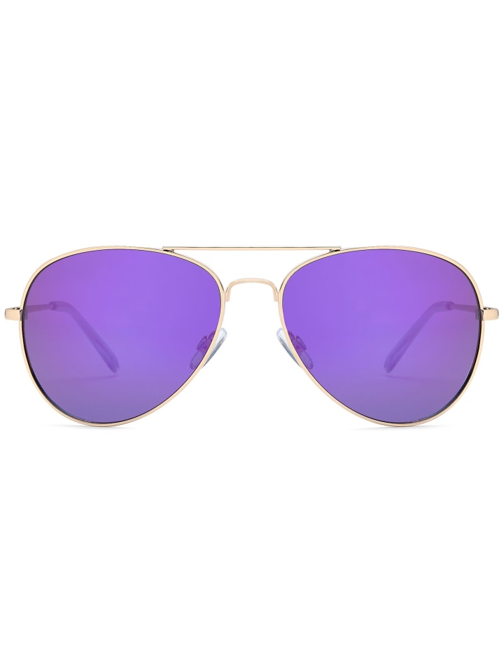 styleBREAKER Piloten Sonnenbrille in Gold / Lila verspiegelt günstig kaufen onesize