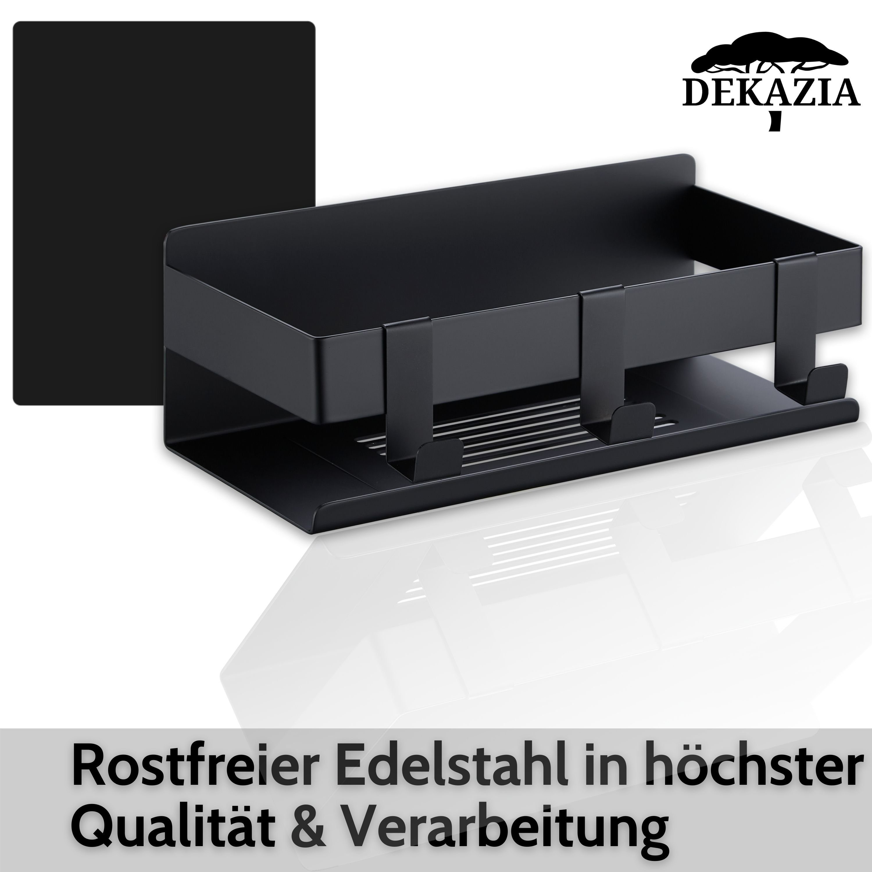 DEKAZIA Duschablage, ohne Bohren Duschregal Duschkorb Edelstahl gebürstet & schwarz