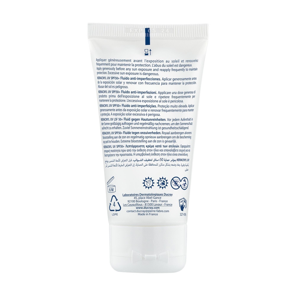 Ducray Ducray - Keracnyl UV 50+ Fluide Anti-imp erfections Peaux grasses 50 ml Fluide anti imperfection