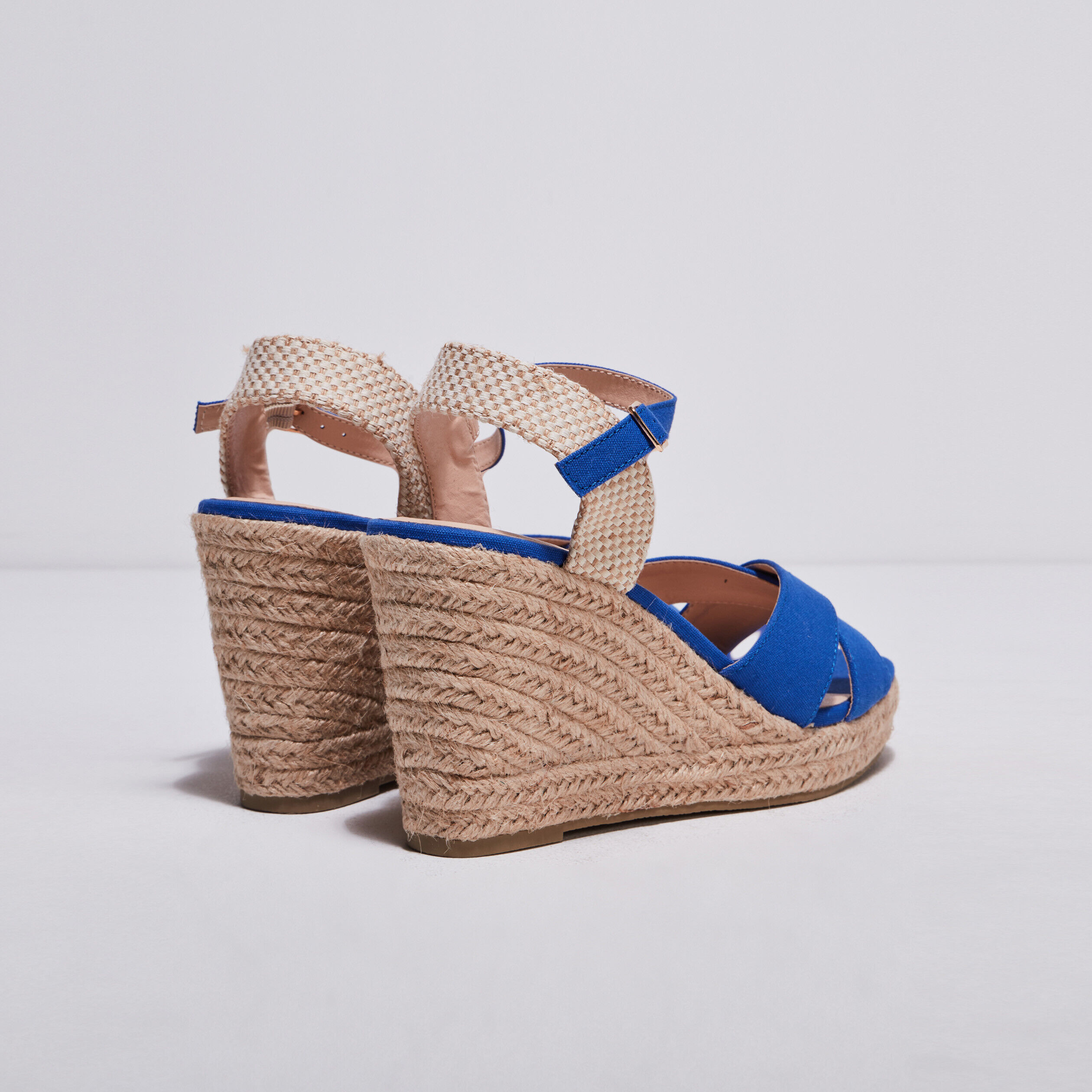 Sandales compensées bleu roi femme | Cache Cache