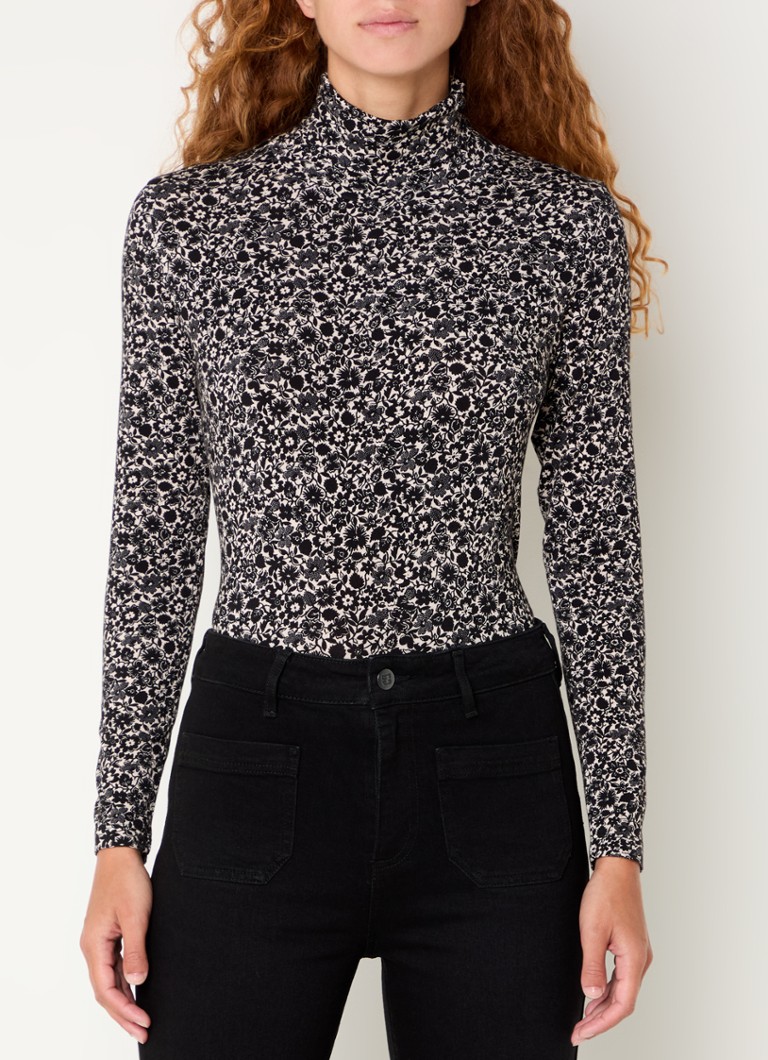 Cămașă Aurélie cu mânecă lungă, guler înalt și imprimeu floral, de la Gerard Darel.