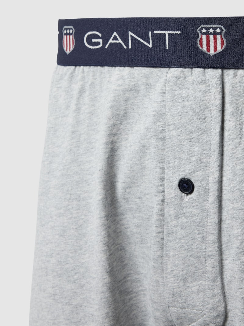 Pyjama-Hose mit elastischem Label-Bund Modell 'SHIELD' in mittelgrau meliert