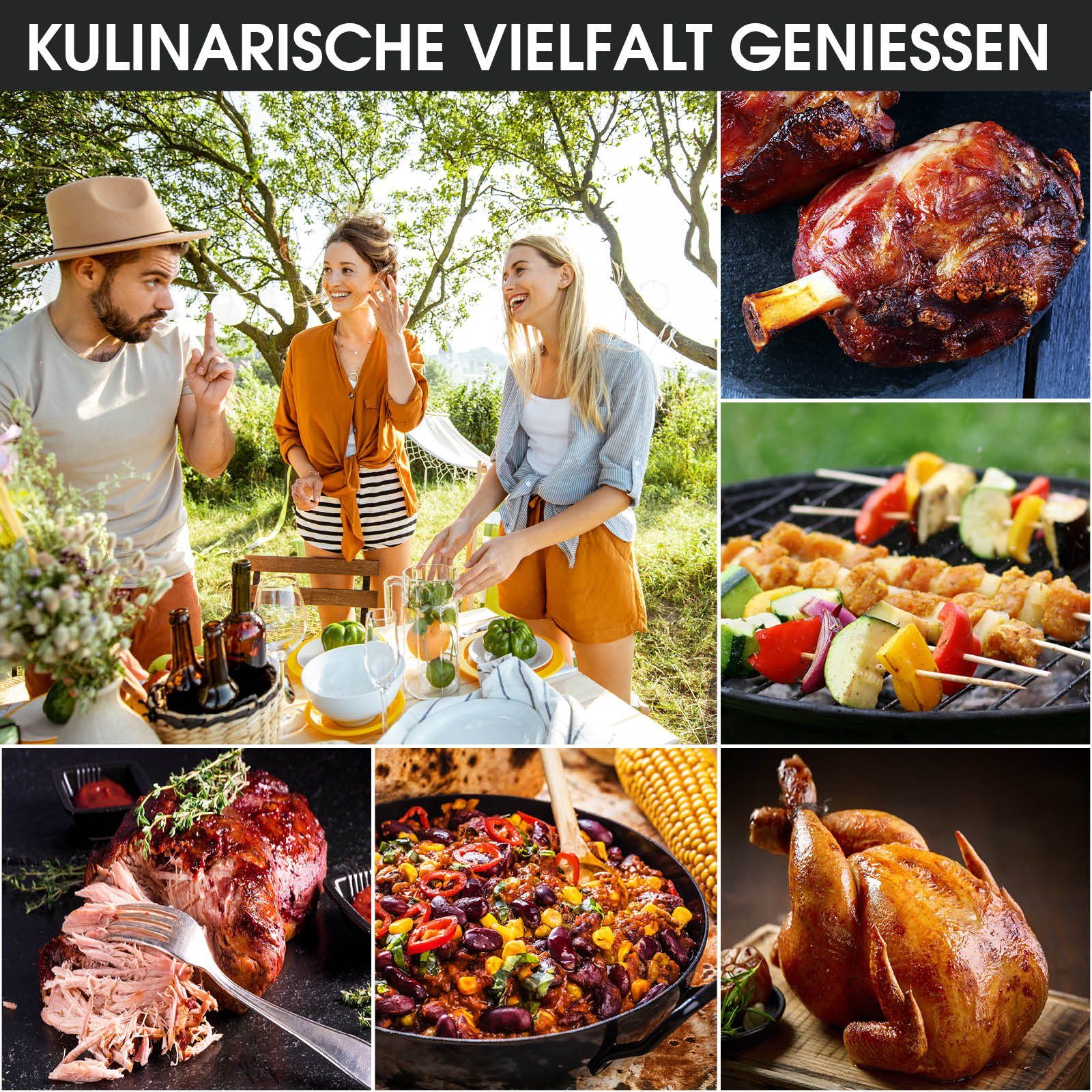 BRAST Kombigrill Eintopfofen mit Grillfunktion Ofen Kugelgrill Barbecue Grill, Outdoor-Küche Gulaschkanone Suppenkessel Hähnchenbräter, Ungarischer Gulaschkessel aus Stahlblech inkl. Zubehör