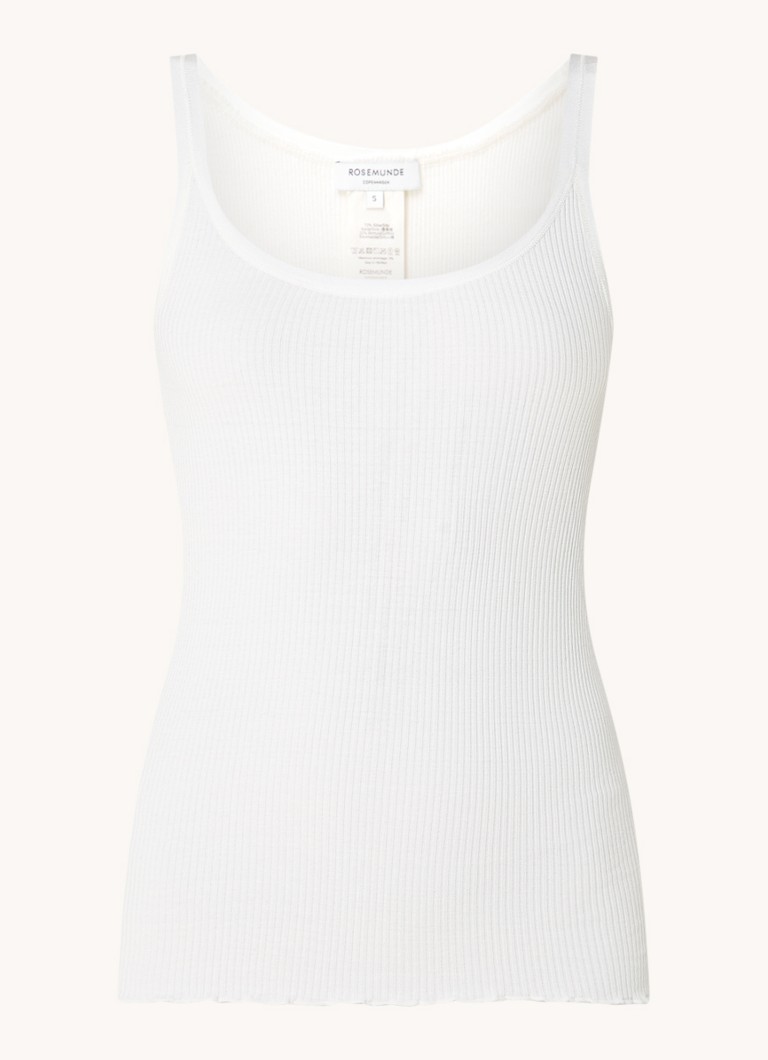 Top Rosemunde Belle in maglia a coste di misto seta con scollo rotondo