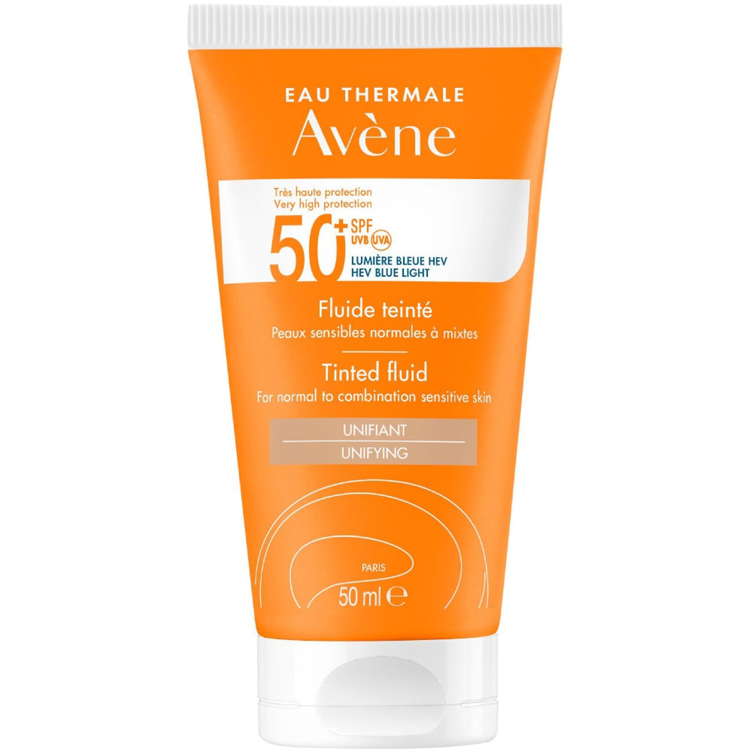 Eau Thermale Avène Solaire Crème Teintée SPF50+ - Visage - Peaux Sensibles et Sèches, 50ml