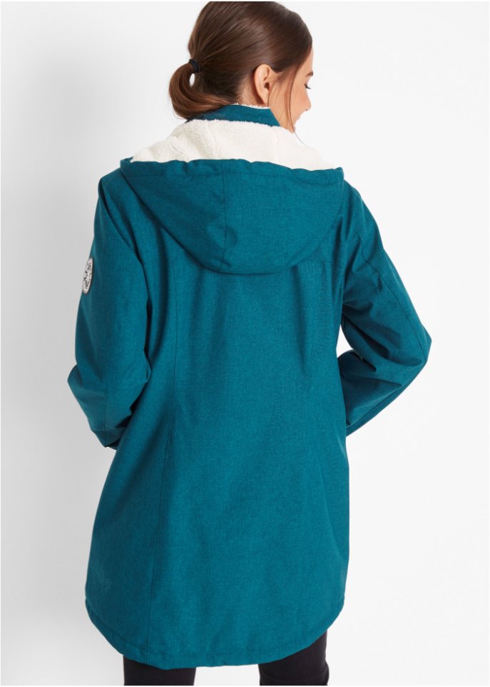Wasserdichte Funktions-Outdoor-Longjacke mit Teddyfleece
