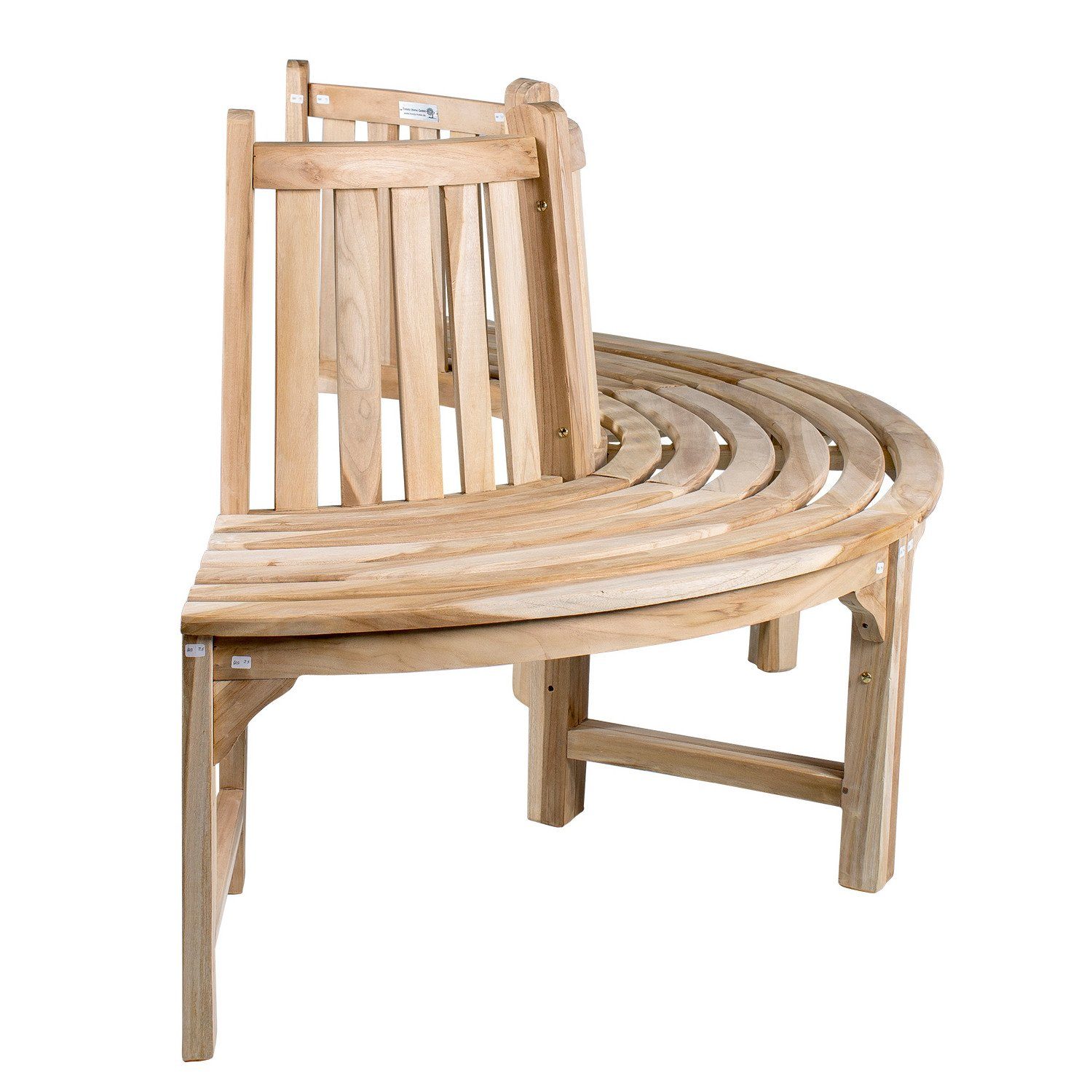Home Feeling Baumbank Halbkreis aus Teakholz ca. 180cm breit, Massivholz, hergestellt aus Plantagenteakholz