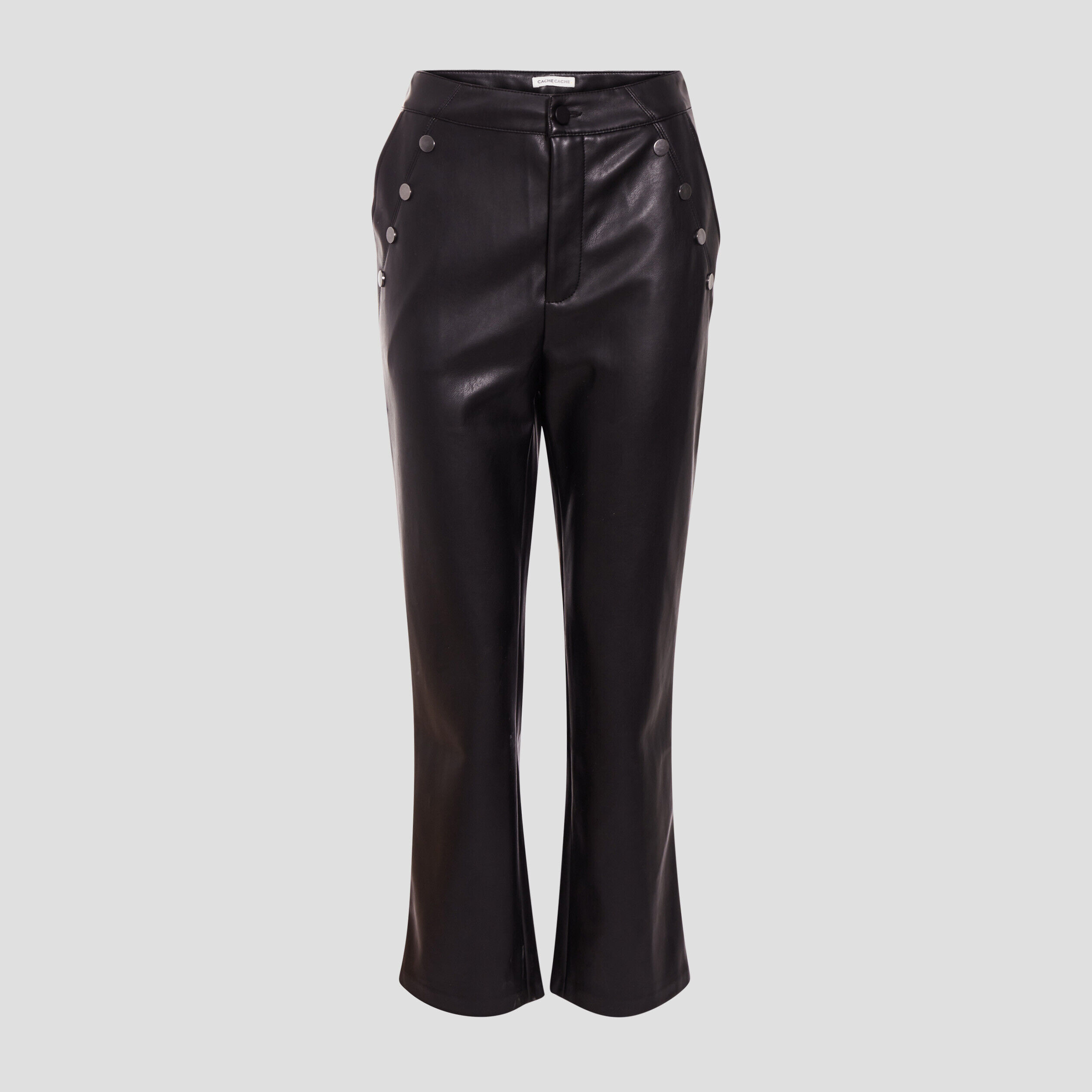 Pantalon regular avec boutons noir femme | Cache Cache