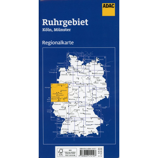 ADAC Regionalkarte Blatt 7 Ruhrgebiet, Köln, Münster 1:150 000 - Straßenkarte