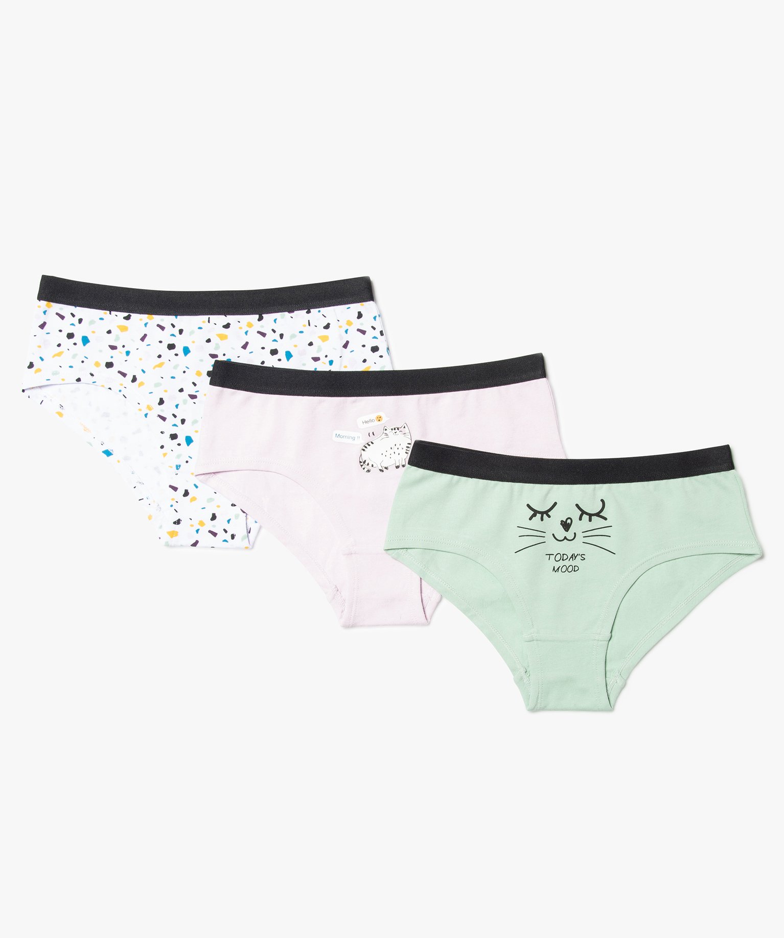 Shorties fille imprimés avec ceinture contrastante (lot de 3) multicolore | GEMO